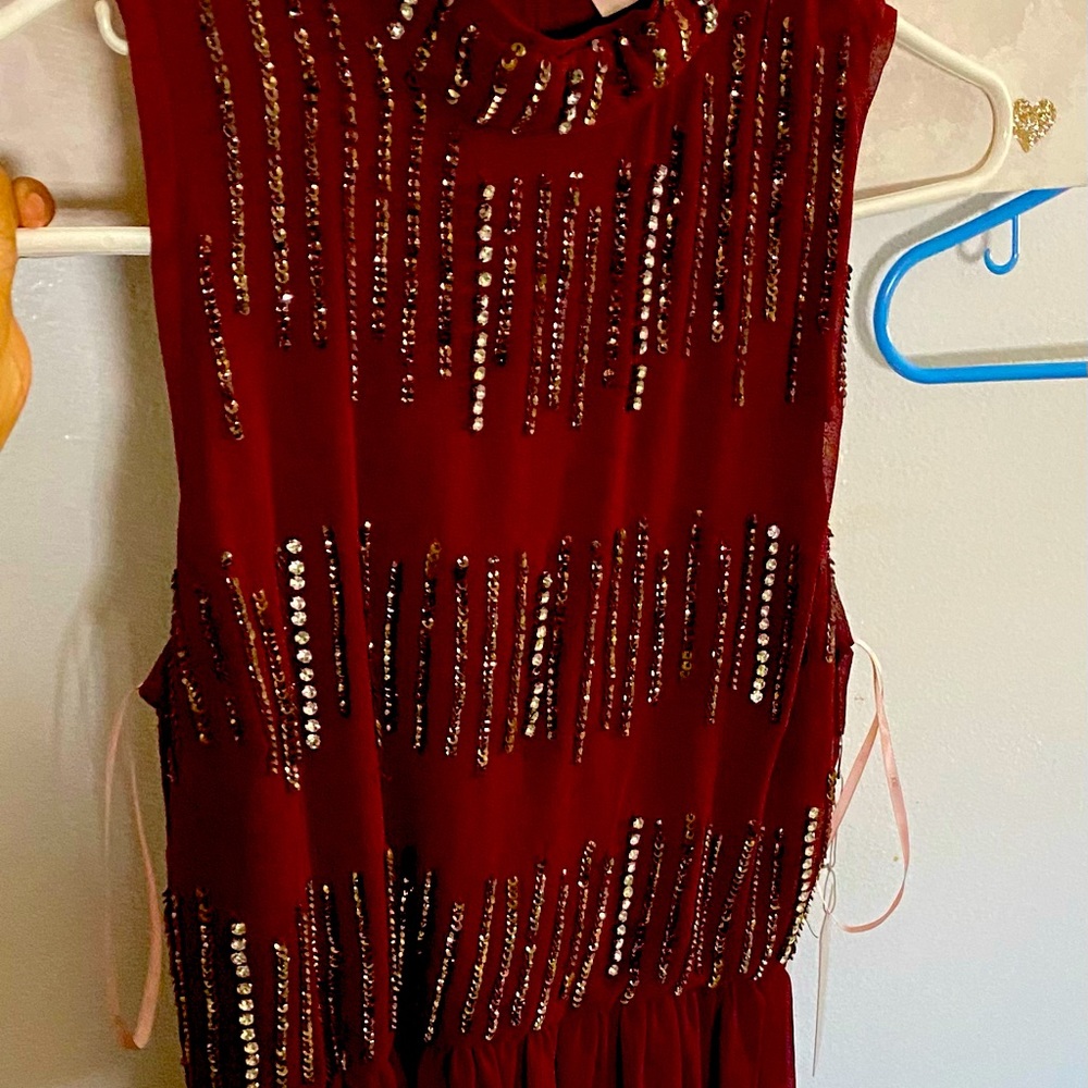 Long Burgundy Bohemian dress, comes unworn, with sales tag still attached.